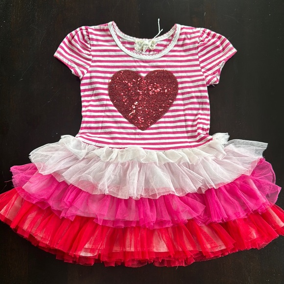 btween Other - btween Pink and Red Striped Heart Dress